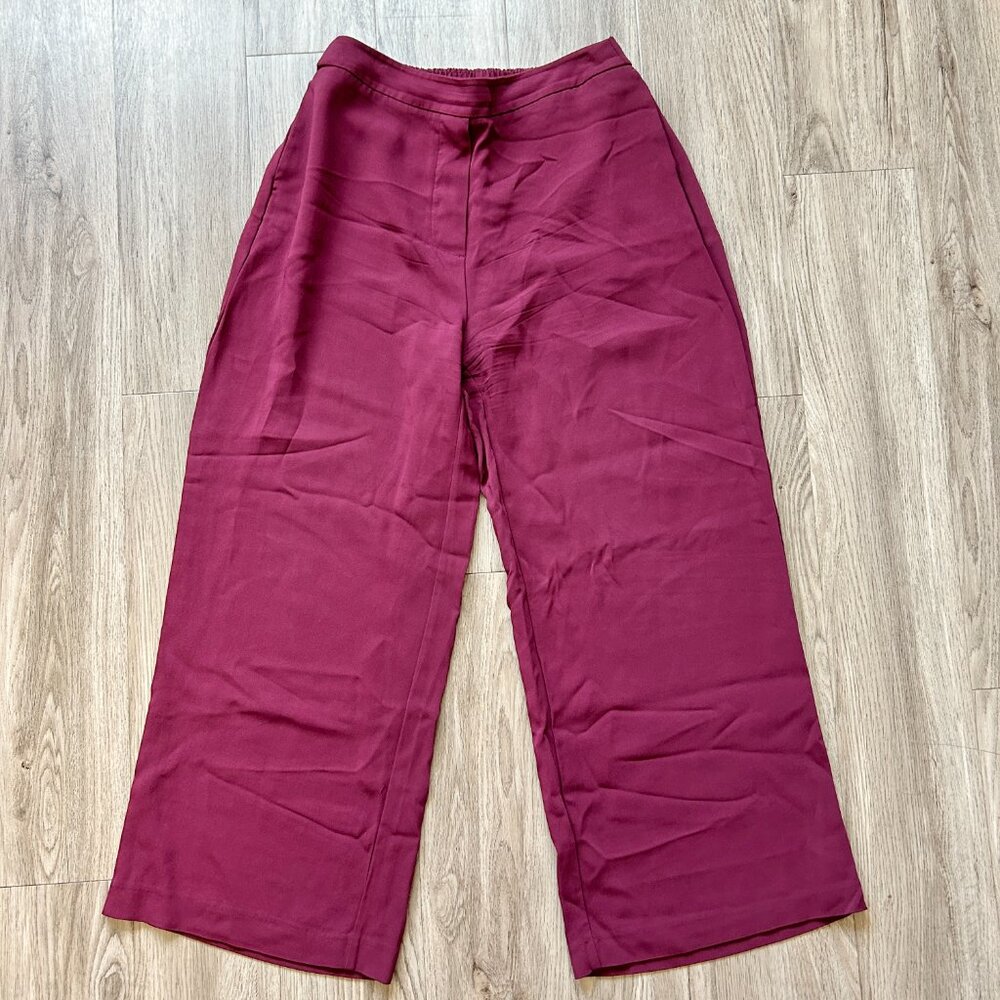 Boden Wide Leg Pull On Pants in Burgundy Size 12R - Picture 3 of 11